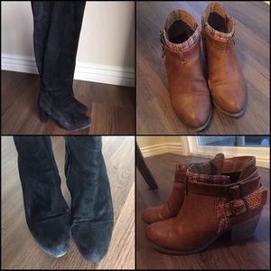 Set of Two Pairs of Boots, black and brown